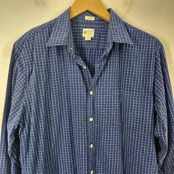 J. Crew cotton Tailored Fit Checkered Button Down Casual Men's Shirt L - Picture 3 of 6